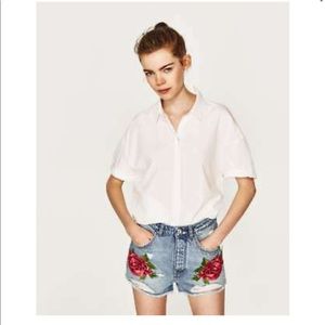 Zara high waisted floral patch shorts